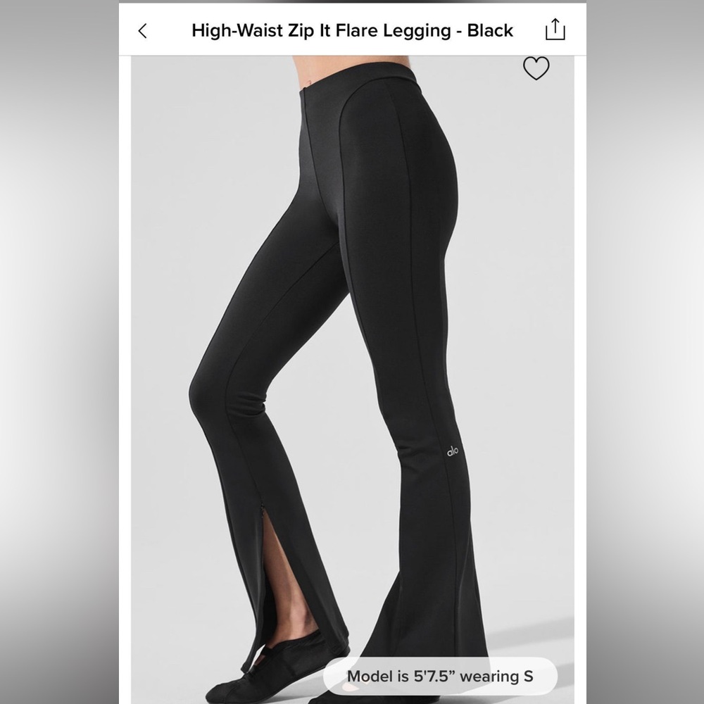ALO Yoga Zip It Black Flare Legging - Size M